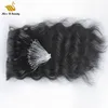 Tjocka buntar Big Curly Natural Wavy Loop Micro Ring Hårförlängningar Färgbar svart färg 8-24 tum 100 strängar 1g / sträng