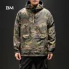 Mode-slijtage aan beide kanten zwarte hoodies streetwear militaire camouflage jas mannen Koreaanse stijl fashions sweatshirt harajuku kleding