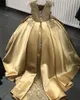 Ouro cristal flor meninas vestido pageant vestidos de baile frisado 2021 criança infantil roupas pequenas crianças vestidos aniversário225u