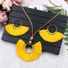 Tassel Earrings Necklace Set Handmade Multicolor Bohemian Women Ethnic Circle Jewelry Set GD503