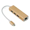 3Ports USB 3.0 HUB Type C vers Ethernet LAN RJ45 câble adaptateur carte réseau Gigabit/100 mo transfert de données haute vitesse pour Macbook