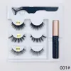 Hot koop 3 pairs / set magnetische wimpers valse wimpers + vloeibare eyeliner + tweezer oog make-up set 3D-magneet valse wimpers geen lijm nodig