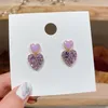 Coréen porte est nouveau Style Taro violet Flash diamant en forme de coeur boucles d'oreilles tempérament polyvalent boucles d'oreilles bijoux en gros