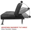 US stock, Black Convertible Sofa Bed with Armrest / 2 Cup Holders/Metal Legs Recliner Couch Home Furniture W36814055