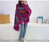 Nieuwe herfst winter mode vrouwen kleurrijke kleurverloop natie etnische stijl gebreide poncho trui mantel klok tops