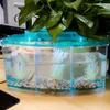 Senzeal Transparent Acrylic Fighting Fish Tank Triple Cube Aquarium Led Lighting Dimmable Betta Separate Breed Spawning Mini Box Y9380002