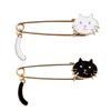 カップル黒い白猫子猫の金属ブローチ膨らむ尾エナメルピンかわいい漫画動物ピン服バックパックアクセサリーギフト777735585