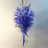 Lampes Suspendues Lustre Éclairage Lustre En Verre Soufflé Lumière avec Ampoules Led Bleu Clair Lustre Lampes 48 Pouces pour Noël Art Decor