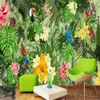 Milofi handgeschilderde papegaai tropisch regenwoud plant cartoon achtergrond behang muurschildering