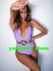 Billiga Sport Bikini Set Kvinnor Sexig Tryckt Solid Leopard Lace Panel Split Baddräkt One Piece High Waist Triangle Baddräkt Yakuda Girl 2020