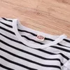 Çocuk Kız Etekler Çizgili fırfır Uzun Kollu Tişört Bebek Bebek Giyim Bebek Kız Askı Elbise Çocuk Pamuk Giyim Setleri Tops