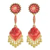 Pendientes indios Jhumki para mujeres aleación de oro con grandes campanas de cristal de la fiesta de arar joyas de joyería256o