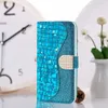 Custodie a portafoglio in pelle di coccodrillo per Iphone 14 Pro 13 12 11 XS MAX XR X 8 7 6 5 Samsung Note 20 Bling Luxury Croco Snake Glitter Diamond Card Sparkle Sequin Cover Girls Pouch