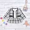 Baby-Kleinkind-Mädchen zweiteiliges Kleid Set Designer-Muster-Plaid-Mantel-Kind-Jacke und Rock Prinzessin Kleider Kleidung formale Klage Tuch D82802