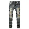 Men straight jeans hole pants brand motorcycle jeans rock ripped hip hop men casual denim distressed plus size