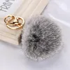 500 pz Pelliccia di Coniglio Palla Portachiavi 8 cm Morbido Bella Oro Metallo Portachiavi Palla Pom Poms Peluche Portachiavi Auto Portachiavi Borsa Anelli Regalo DHL SN1403