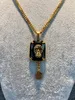 Am New Necklace Ancient Gold Face mässing Black Crystal med skalle utsmyckad med elegant punkstil5609480