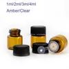 Drams Amber/Clear Glass Bottles With Plastic Lid Insert Essential Oil Glass Vials Perfume Sample Test Bottle1ml 2ml 3ml 4ml