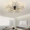 Lámpara de techo LED americana, rama de árbol nórdico, luces de techo de hierro para sala de estar, dormitorio, candelabros, accesorio de iluminación de decoración de techo