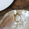 Французский современный металлический шар, однотонный двойной шарик, завязанное узлом кольцо, винтажное кольцо из титановой стали с покрытием из 20-каратного золота, удержание цвета7743679
