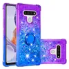 LG Stylo 6 TPU 뒷면 커버 쇼크 방지 안티 스크래치 반짝이 액체 Quicksand Waterfall Rhinestones ring kickstand Case Cover Cover Cover Cover는 LG 6025976