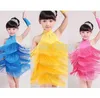 New Arrival 110cm-170cm Children Kids Girls Ballroom Latin Salsa Dresses Sequin Fringe Latin Dance Dress For Girls245x