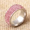 estilo de la moda europeo exótico diamantes de imitación de cristal de color rosa para mujer de anillos de acero inoxidable