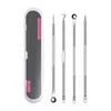 4pcs set Stainless Steel Blackhead Comedone Extractor Rose gold Silver Pimple Spot Cleanser Beauty Face Cleaning Care Tools