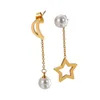 TKE115 Bijoux fantaisie femmes nouveau Design étoiles et perles de lune ours boucles d'oreilles irrégulières breloques en acier inoxydable boucle d'oreille El oso pend6141825