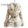 Zadorin 2020 Giacca da caldo invernale Donne Furry Fux Furx Collar Duck White Down Giacca inverno inverno con cappuccio e cintura CX203203484