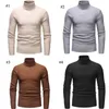 Pulls pour hommes Hommes Hiver Chaud Couleur Solide Base Chemise Thermique Col Haut Col Roulé Pull De Mode Stretch Qualité Pull