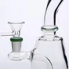 17cm lång mini fett handgjorda rökgasvatten bongs med matchande glasskålar i ledstorlek 14.4mm grön