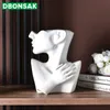 Demi-corps visage humain en céramique pot de fleur portrait sculpture ornement succulent personnage vase arrangement floral conteneur décor Y28297584