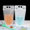 STOR REA! 500ml Transparent Dryckväska Förpackningsväska Zipper Frosted Clean Whicken Portable Drink Sealing Plastpåse 100st A11