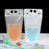 BIG SALE! 500ML Transparent Beverage Bag Packaging Bag Zipper Frosted Clean Thicken Portable Drink Sealing Plastic Bag 100PCS A11