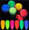 1 doos neon fluorescerende nagel poeder nagel glitter gloed in donkere kleurrijke chroom pigment glans stof nail art decoratie