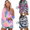 DHL Femmes Vêtements Pour Automne Femmes Casual Color Block Tie Dye Crewneck À Manches Longues Lâche Pull Dégradé Sweat À Capuche Tops BY1602