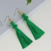 Golden Roll Dangle Beautiful Mushroom Cap Type Polyester Tassel Long Ladies Bohemian Multicolor Tassel Earrings European American Exaggerated Accessories