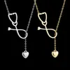 Stainless Steel Stethoscope Necklace New Fashion Medical Jewelry Alloy I Love You Heart Pendant Necklace for Women