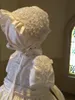 Baby Girls Laceのアップリケパープルバプティズムドレスのための上品な2021アイボリー半袖の洗礼の最初のコミュニケーションドレス