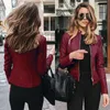 Jaqueta de couro legal feminino senhoras senhoras retrô rebite zíper até Bomber jaqueta casual casaco outwear pu chapetas mujer