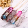 Tree Of Life Necklace Natural Crystal Necklace Quartz Healing Point Chakra Bead Gemstone Necklace Pendant stone-style Pendant Necklaces