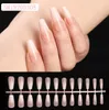 1Set / 24pcs franska falska naglar matt / uv falska nagelavtagbara tips nagelförlängning manikyrkonst tryck på falska falska naglar skönhet