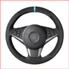 Copertura del volante dell'automobile dell'indicatore blu chiaro della pelle scamosciata nera per BMW E60 530d 545i 550i E61 2005-2009 E63 E64 630i 645Ci 650i