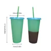 24oz Color Changing Cup Magic Water Bottle with Lid and Straw Plastic Drinking Tumblers Beer Juice Coffee Mugs Temperature Sensing6553683