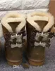 Szybka Wysyłka Australia Classic Single Diamond Snow Boots Samica Winter Leather Bow Rhinestone Crown Grube Buty Bawełniane