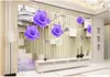 de foto de fondo de pantalla murales del papel pintado 3D Rose púrpura mural reflexión salón televisión de fondo decoración de papeles de pared en casa