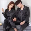 BZEL Silk Satin Couples Pajamas Set For Women Men Long Sleeve Sleepwear Pyjamas Suit Home Clothing His-and-hers Clothes Pijamas CX200817