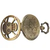 Vintage oco para fora uma peça design relógio de bolso anime cosplay bronze relógios de quartzo colar corrente para homens feminino gift299n
