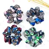 Nouveau bandeaux en Satin trois feuilles imprimer femmes Scrunchie élastique pour queue de cheval fleur chouchous Pack cheveux cravate élastiques bandes de cheveux